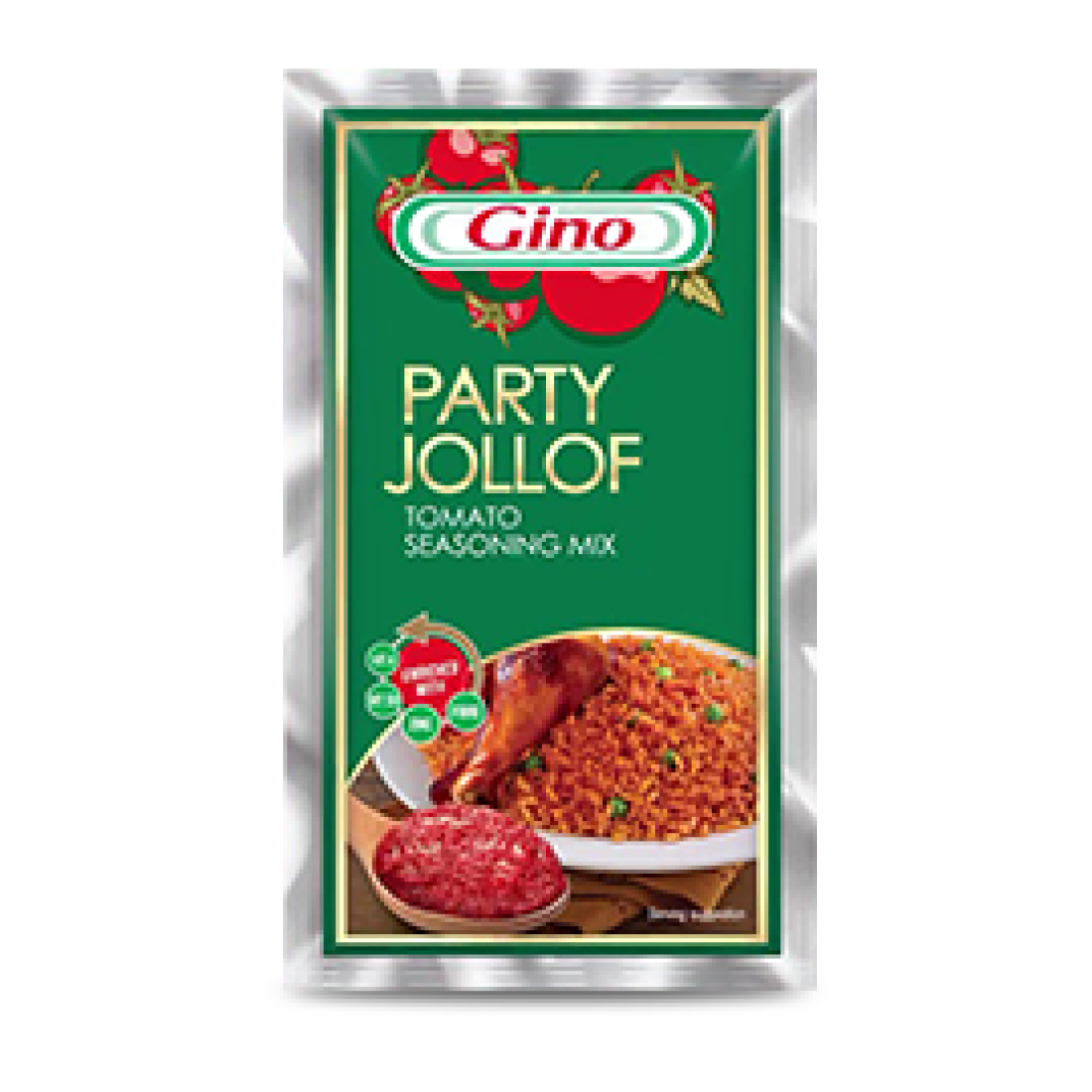 Gino Party Smokey Jollof Tomato Paste Mix with seasoning (Pack of 10 Sachets)